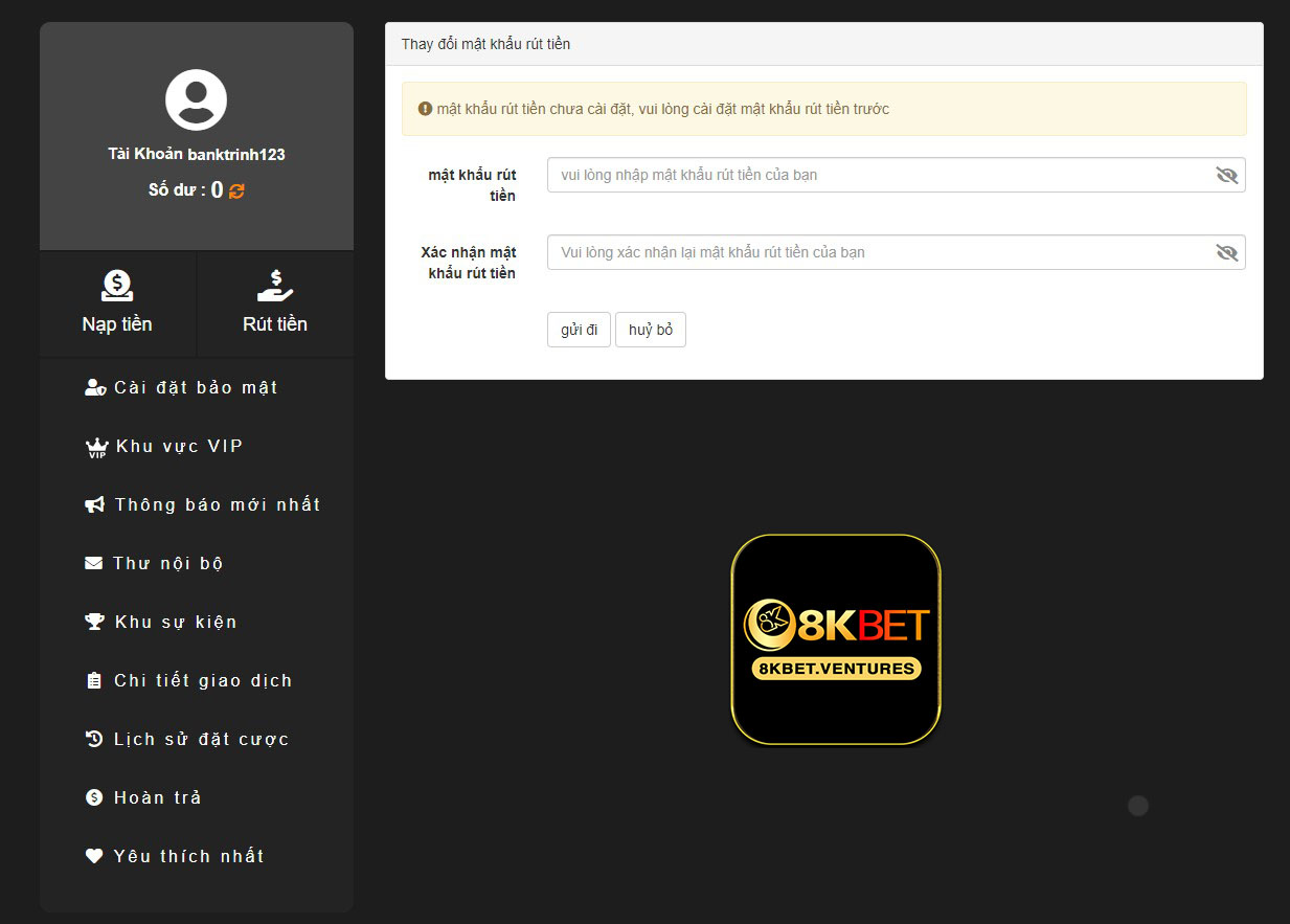 Hướng dẫn rút tiền 8kbet